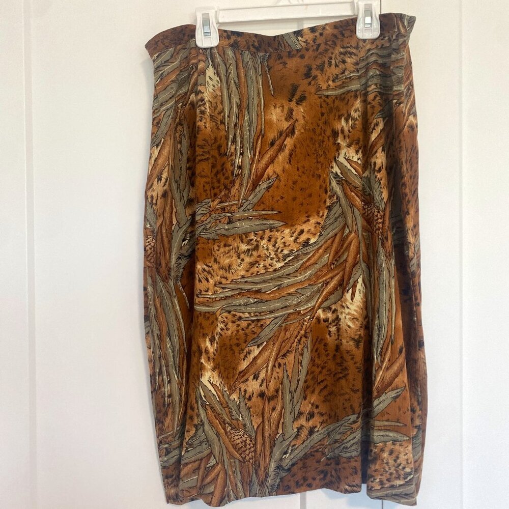 Vintage Lindor Safari Fitted Midi Skirt Size Large